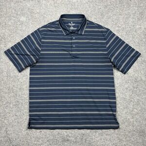 Nat Nast Luxury Originals Short Sleeve Poly Blend Polo Shirt Mens XL Blue Stripe
